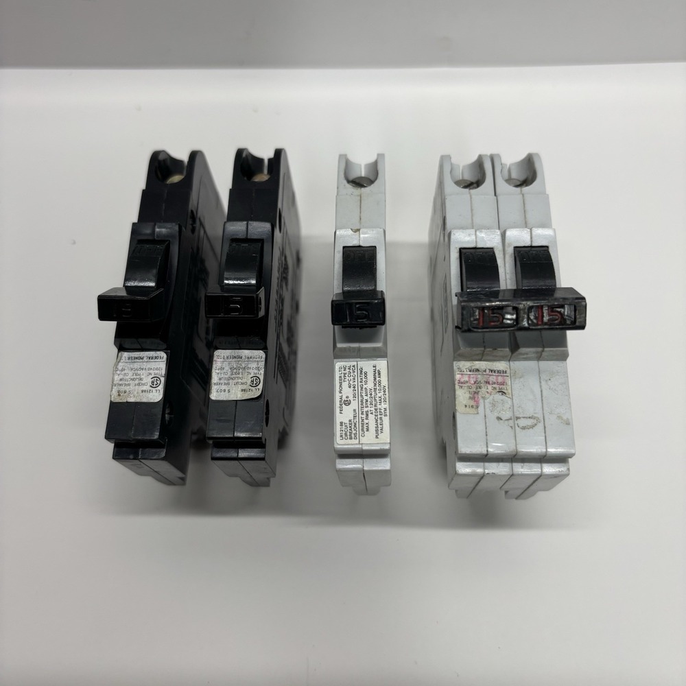 Federal Pioneer Stab-Lok 15A Circuit Breakers Lot of 4 1P 2P Type NC Canada